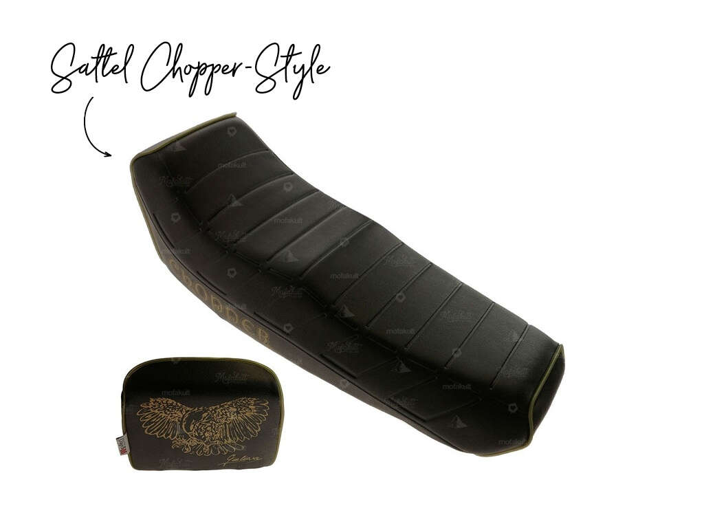 Sattel Chopper schwarz (Befestigung mit Laschen) NOS Sattel Chopper schwarz (Befestigung mit Laschen) NOS