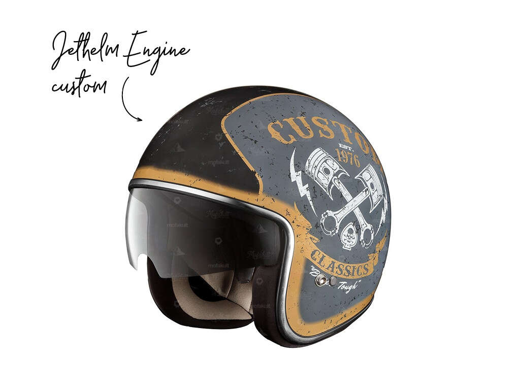 Jethelm Engine silber schwarz matt Jethelm Engine silber schwarz matt