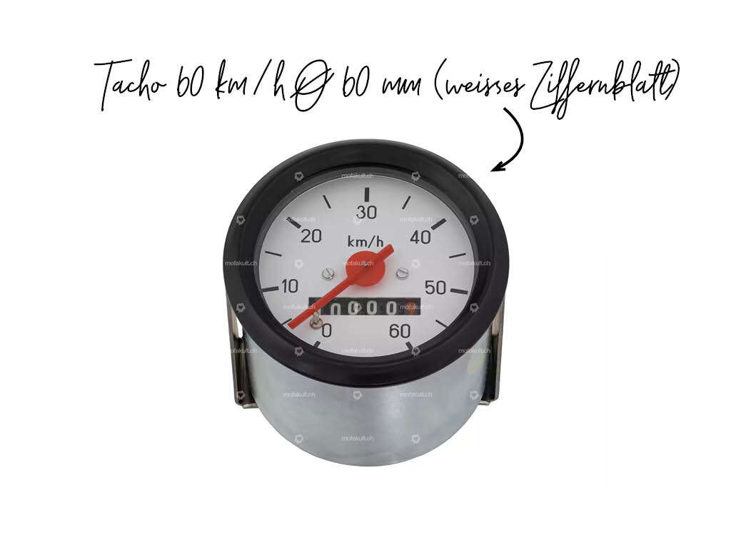 Tacho Ø 60 mm (weisses Ziffernblatt) Tacho Ø 60 mm (weisses Ziffernblatt)