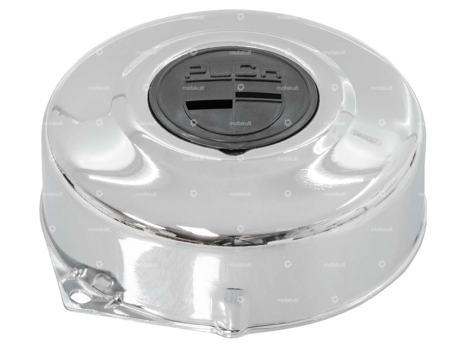 GPO Zündungsdeckel Chrom «Puch» Emblem schwarz | Puch Carousel Image 2