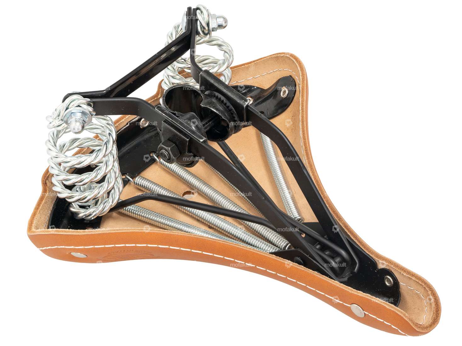 Sattel old England Echtleder Tonnenfeder braun Carousel Image 4