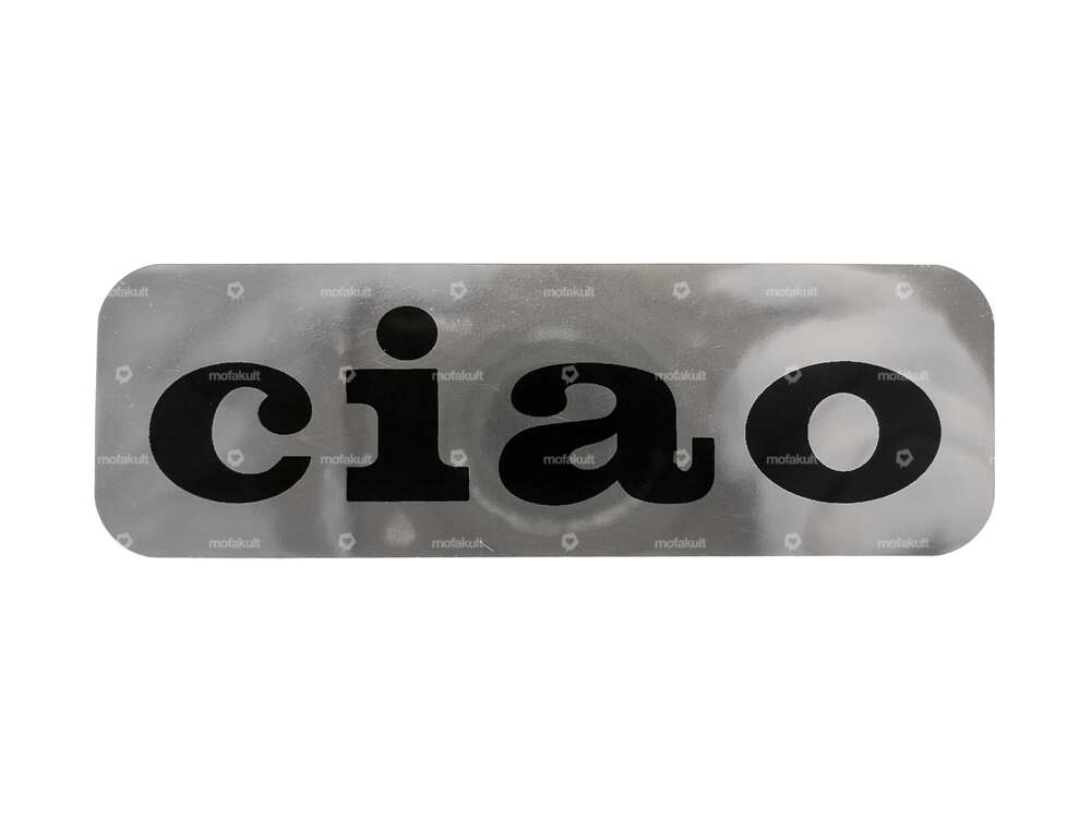 Aufkleber Tank «ciao» Chrom 86 x 26 mm | Piaggio Ciao P, SC Carousel Image 1