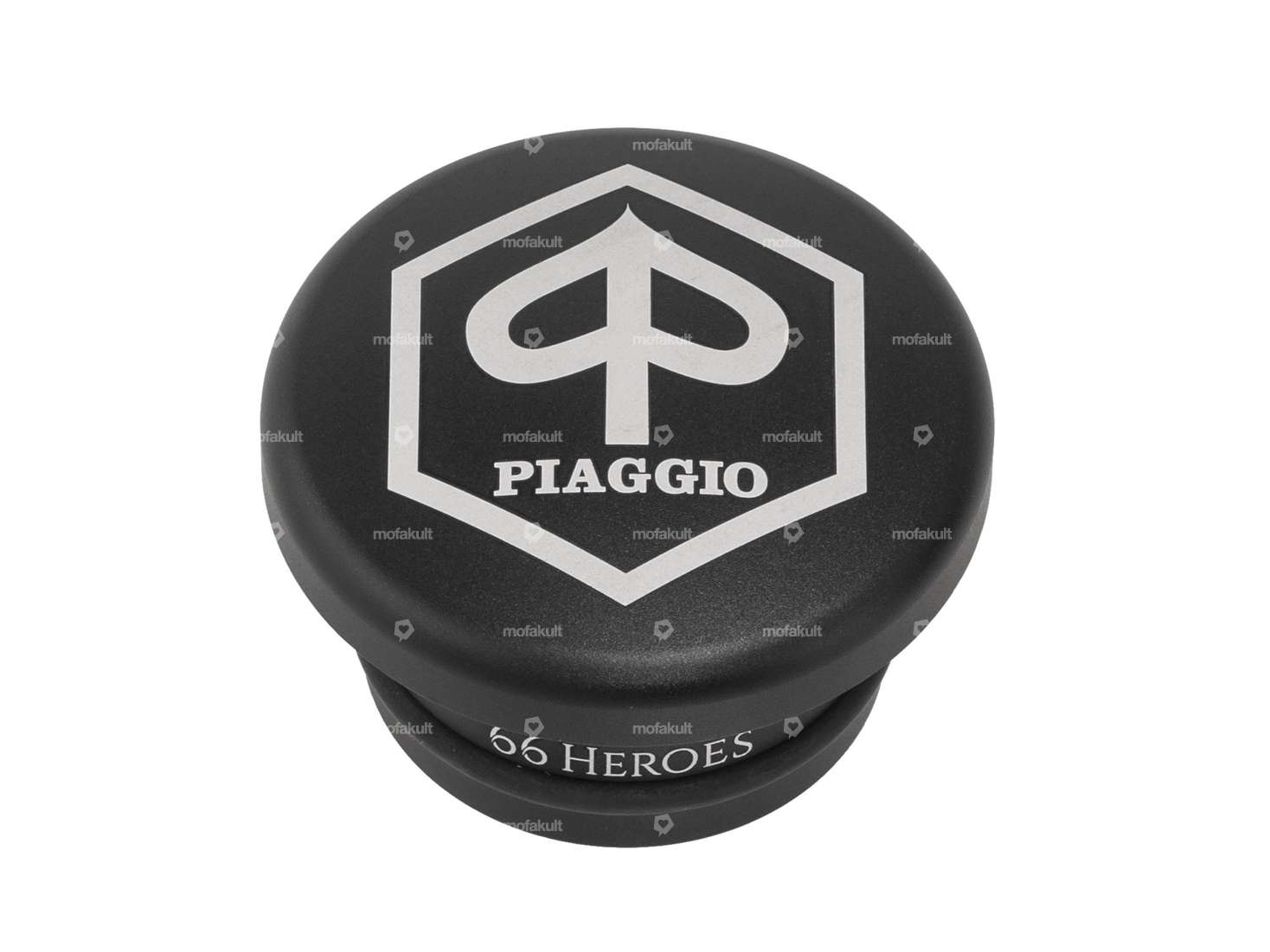 66HEROES Tankdeckel Alu «Piaggio» rund schwarz | Piaggio SI Carousel Image 1