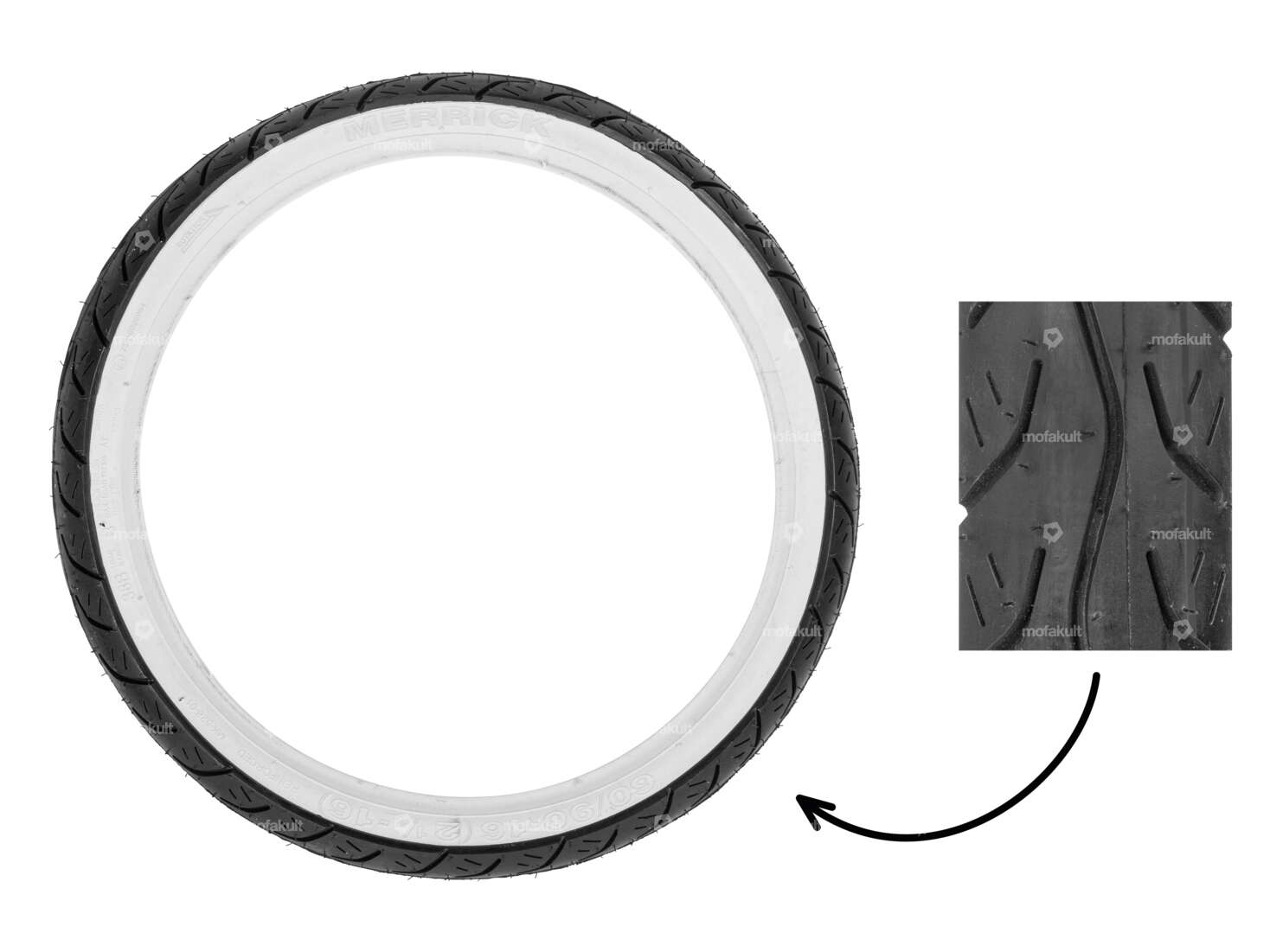 Merrick 2.25 x 16" MK 528 Weisswand Reifen Carousel Image 1