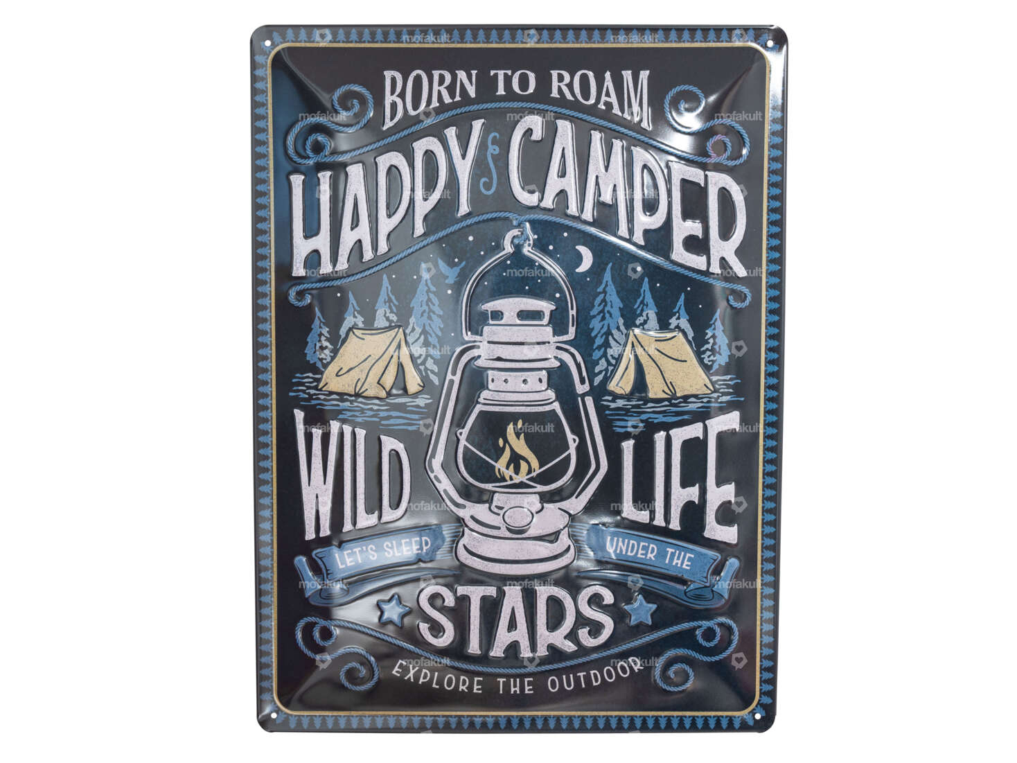 Nostalgic Art Blechschild «Happy Camper» blau 30 x 40 cm Carousel Image 1