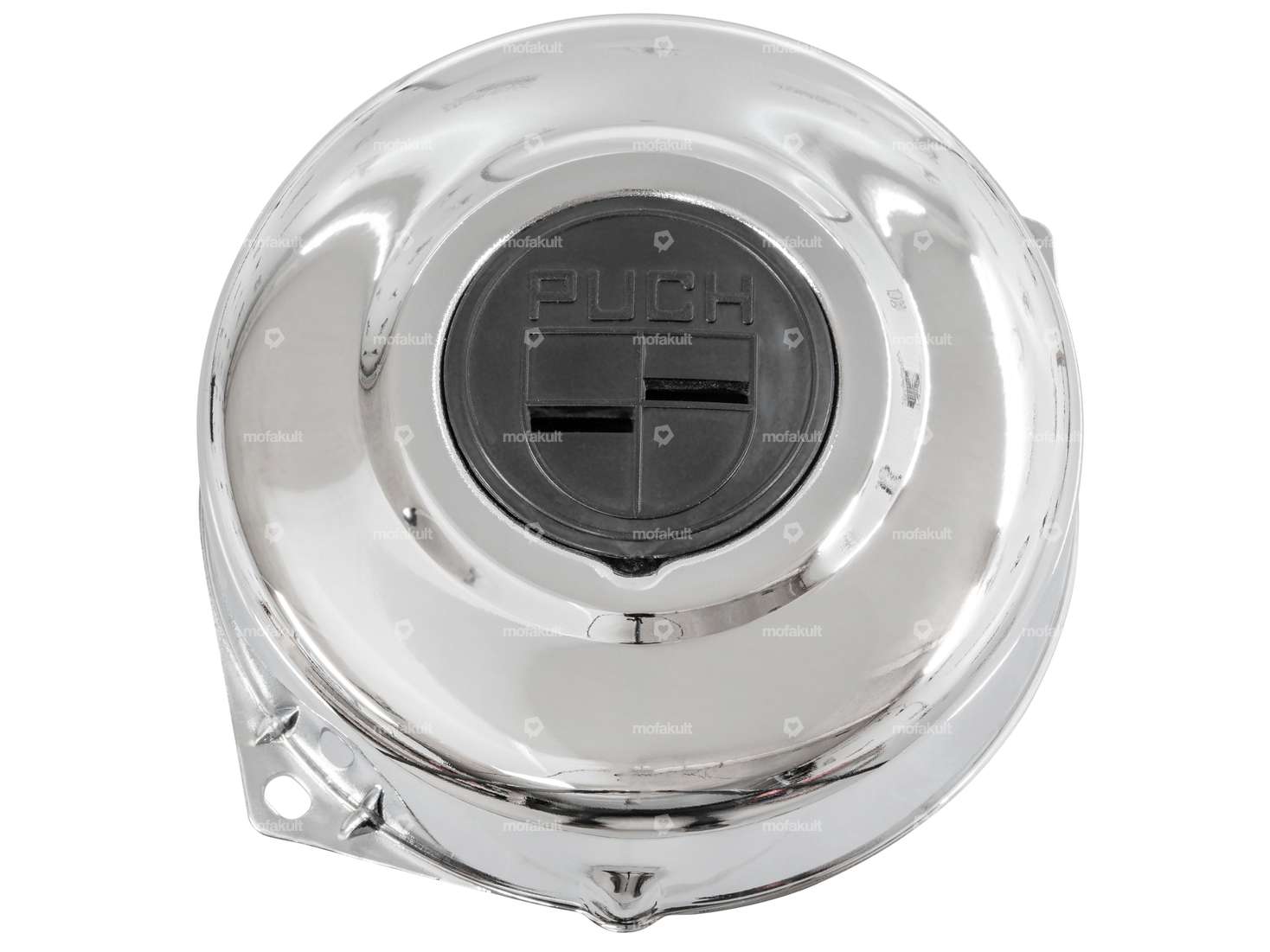 GPO Zündungsdeckel Chrom «Puch» Emblem schwarz | Puch Carousel Image 1