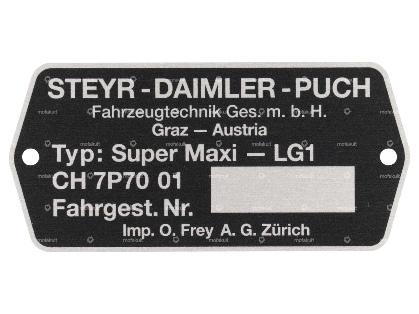 Type plate CH7P7001 | Puch Supermaxi LG1 Carousel Image 1