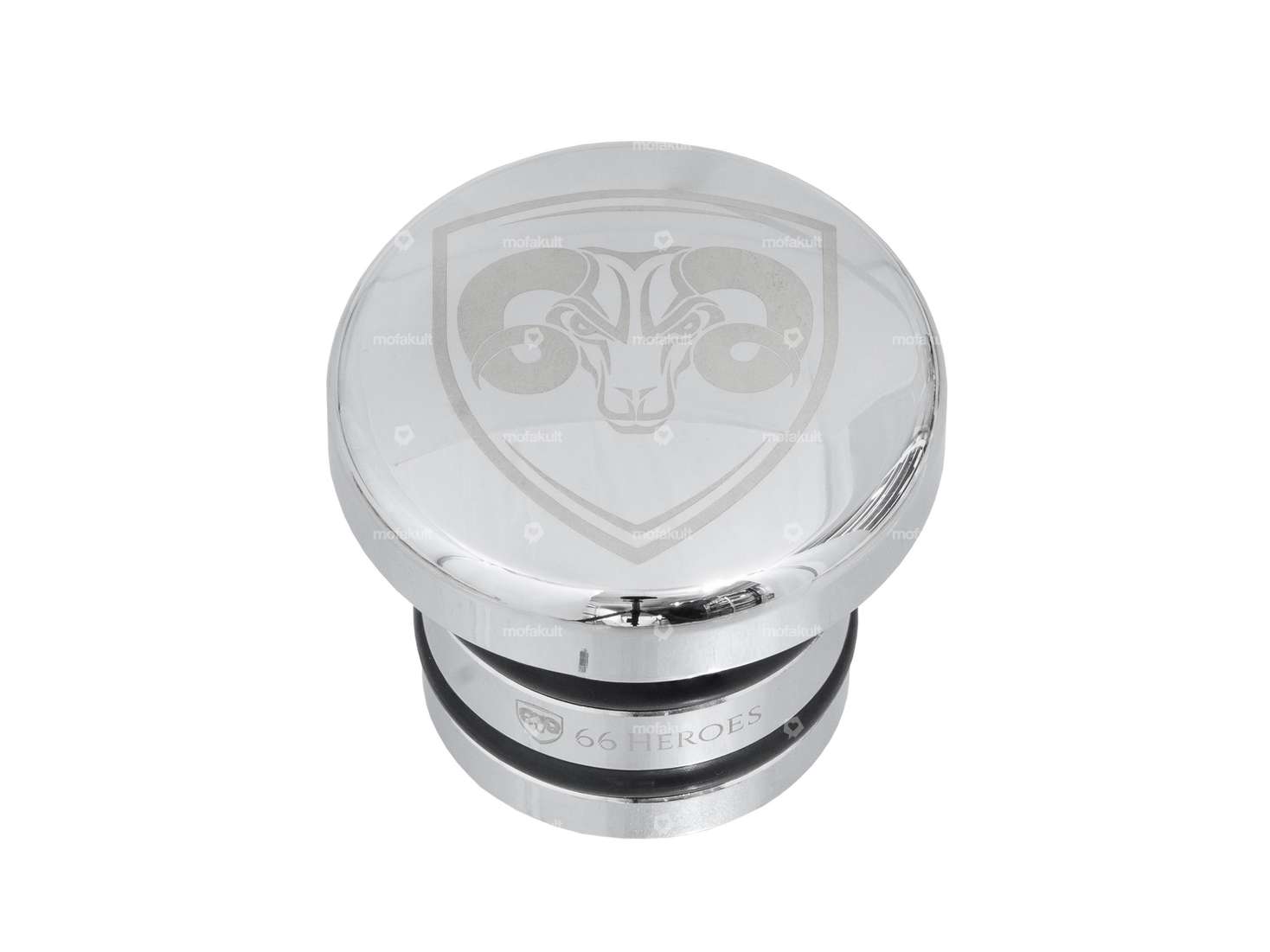 66HEROES Tankdeckel «66HEROES» Chrom rund | Piaggio Ciao, Bravo Carousel Image 1