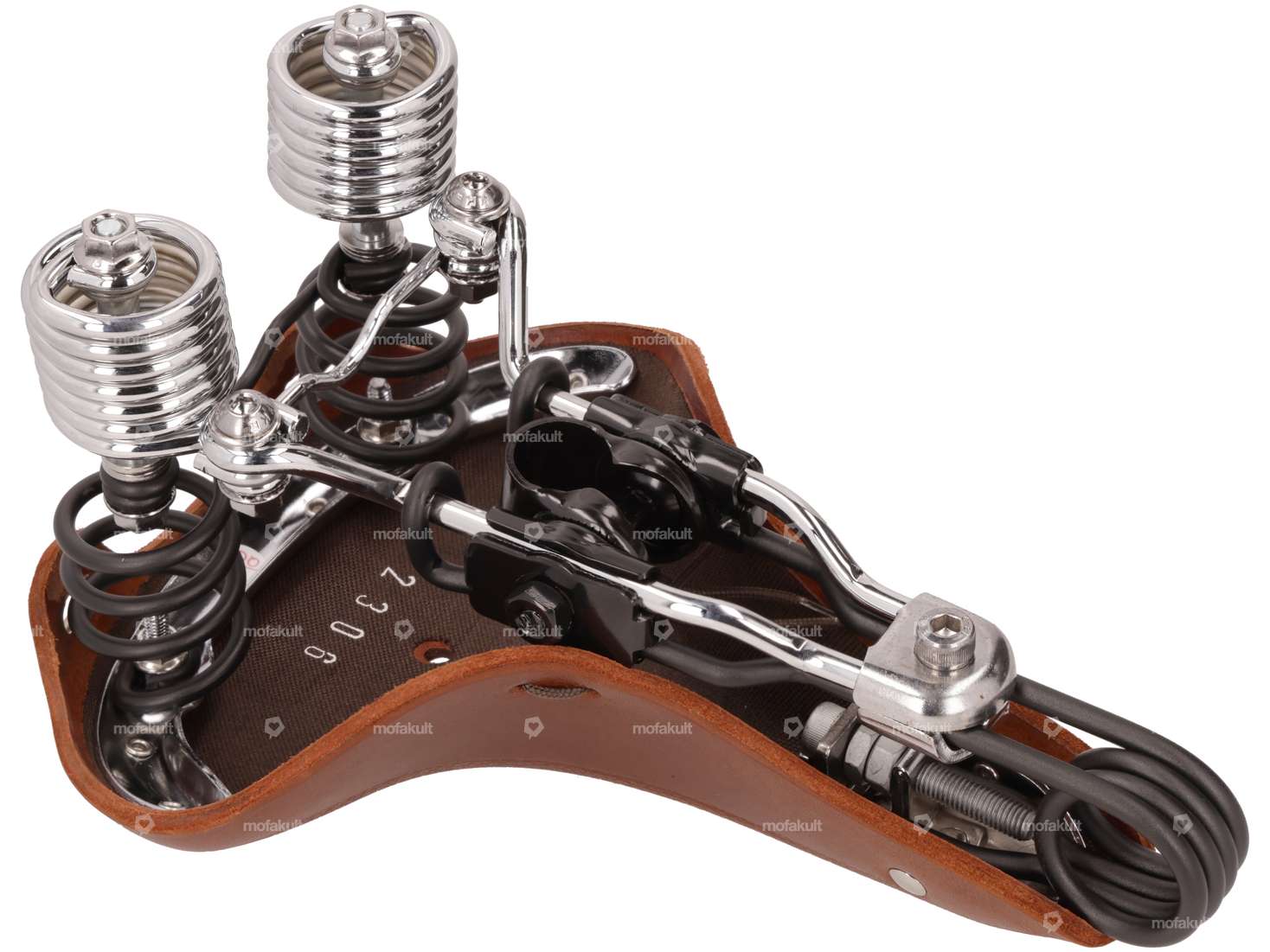 66HEROES Sattel «Luxus» braun Leder gefedert Carousel Image 2