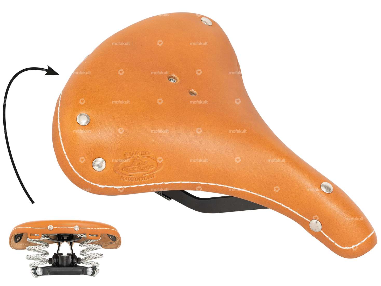 Sattel old England Echtleder Tonnenfeder braun Carousel Image 1