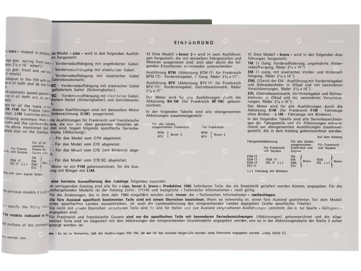 Spare parts catalog 1980 | Piaggio Ciao, Boxer, Bravo Carousel Image 2