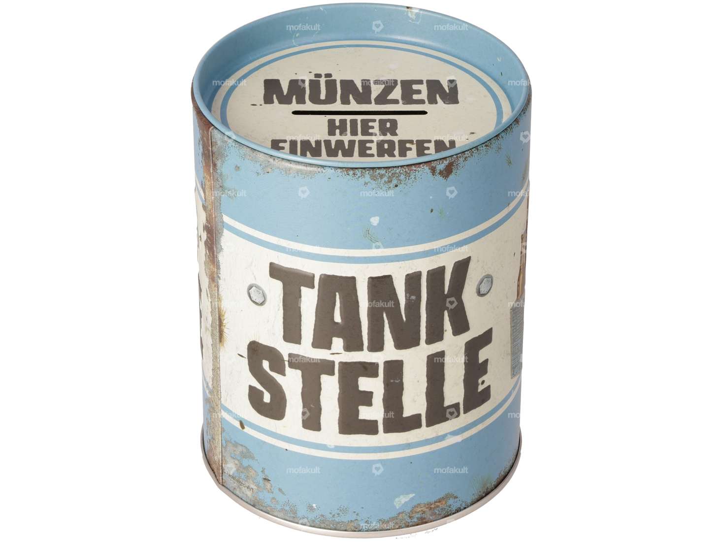 Nostalgic Art Spardose «TANKSTELLE» Ø 100 x 130 blau / rostlook Carousel Image 1