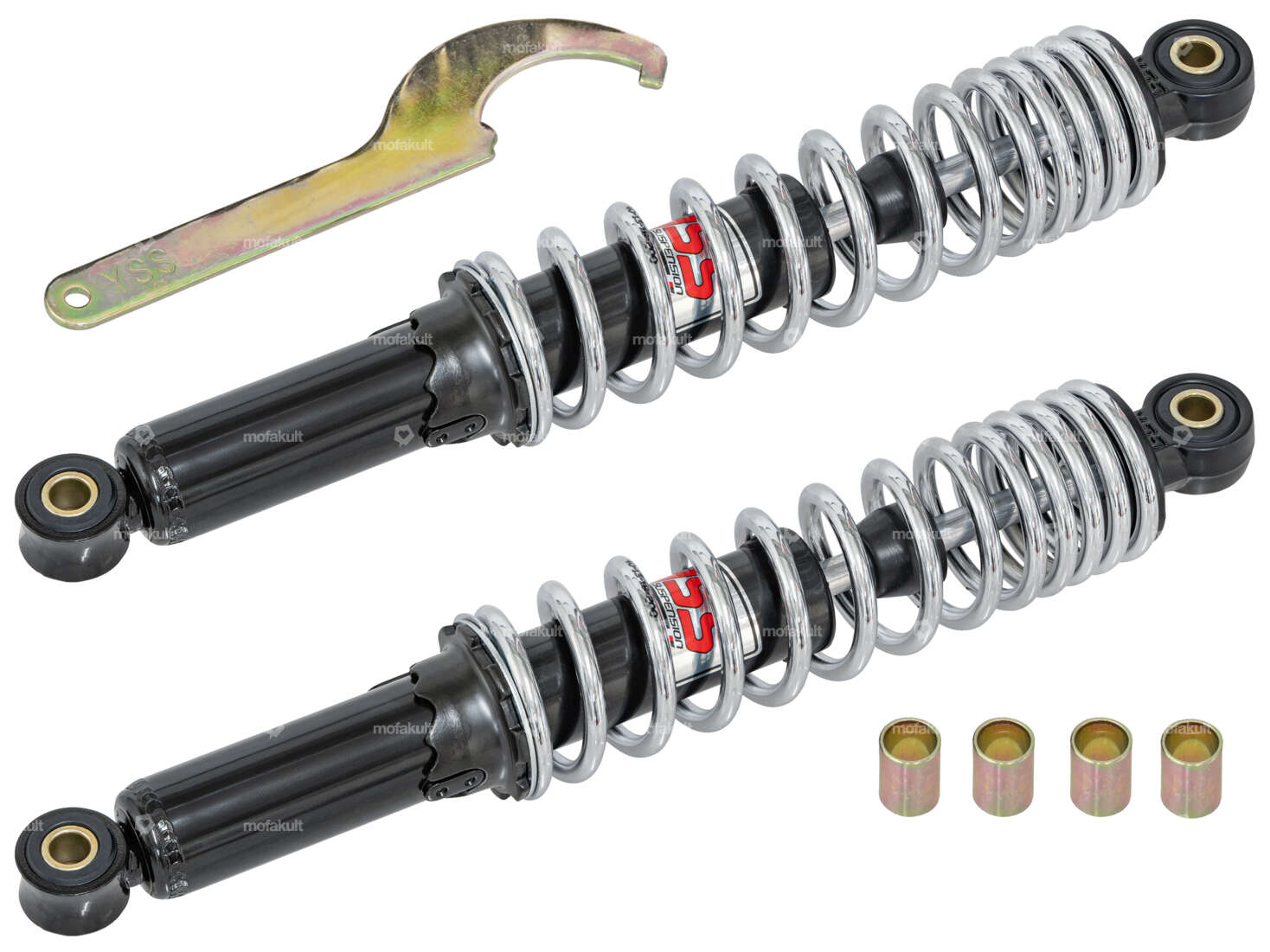 YSS Stossdämpfer 34 cm schwarz / Chrom (Öldruck) Carousel Image 1