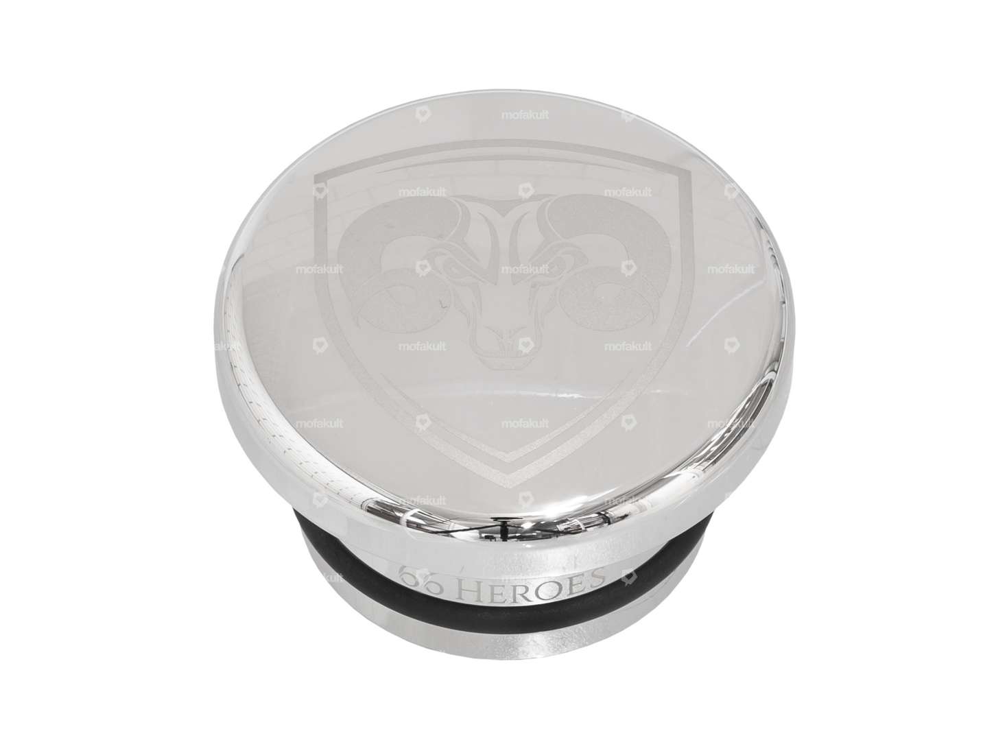 66HEROES Tank cap aluminum "66HEROES" round chrome | Piaggio SI Carousel Image 1