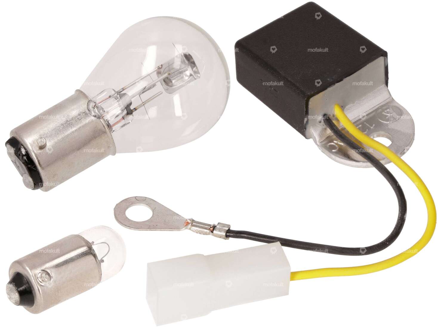 12V Glühbirnen-Set (BAX15d) mit Leonelli Spannungsregler | Puch Carousel Image 1