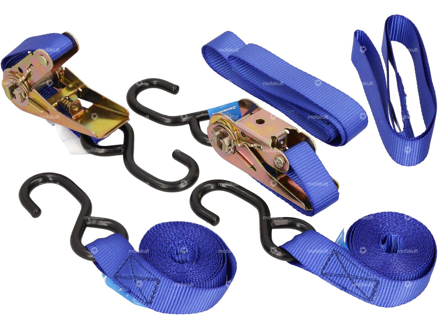 Spanngurt-Set 25 mm x 3 m Ratsche & Spannlaschen 6-tlg. Carousel Image 1