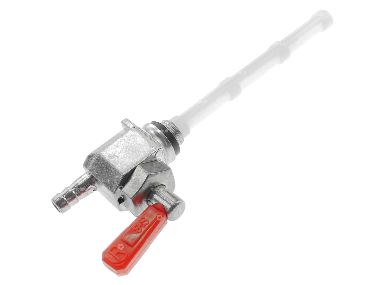 Benzinhahn senkrecht 1/8" (zum einschrauben) unten abgehend rot Carousel Image 3