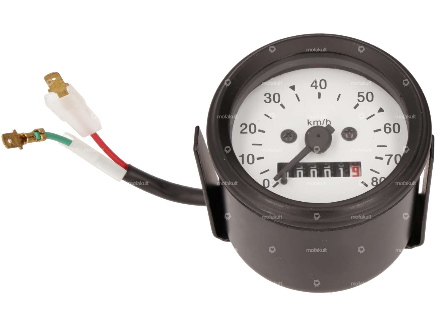 Tacho 80 km/h Ø 60 mm beleuchtet (weisses Ziffernblatt) Carousel Image 1