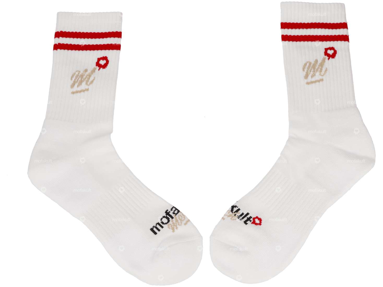mk-Merch Sportsocken «Crew» weiss / rot Carousel Image 1