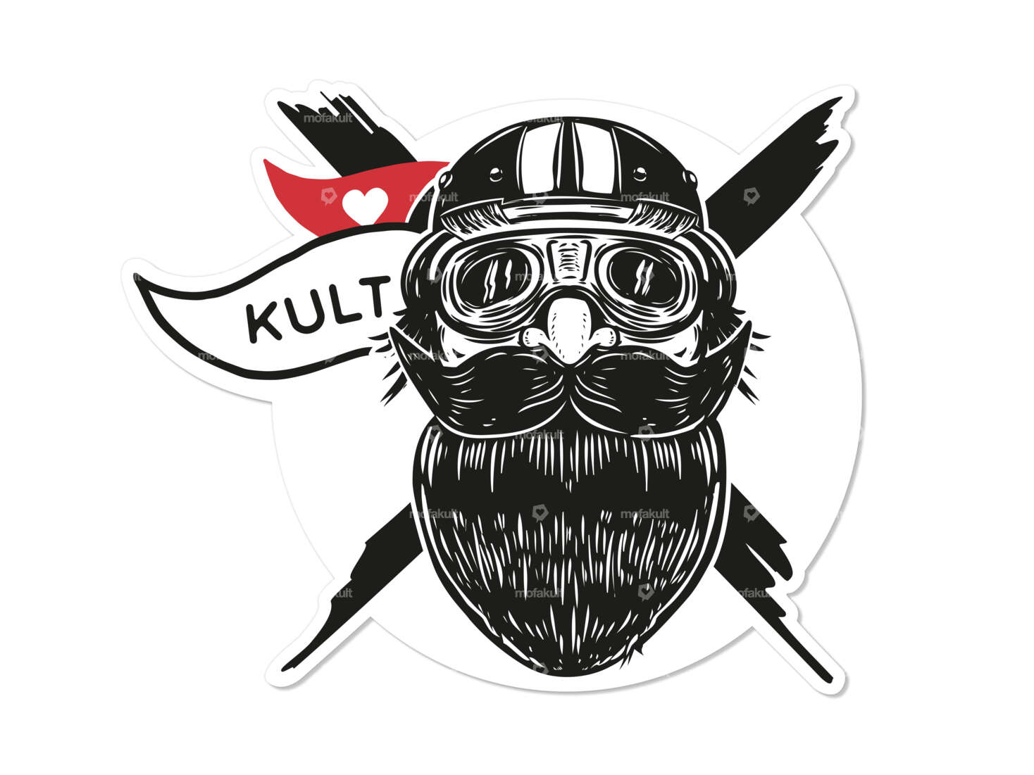 Aufkleber «bärtiger Bernhard» Ø 12 cm Heckklappe Carousel Image 1