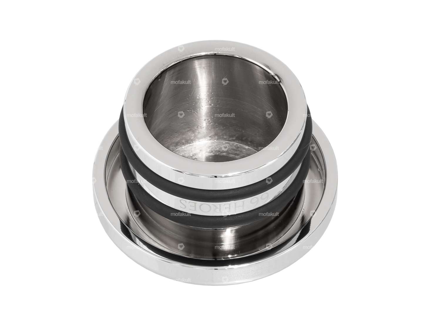 66HEROES Tank cap aluminum "66HEROES" round chrome | Piaggio SI Carousel Image 2