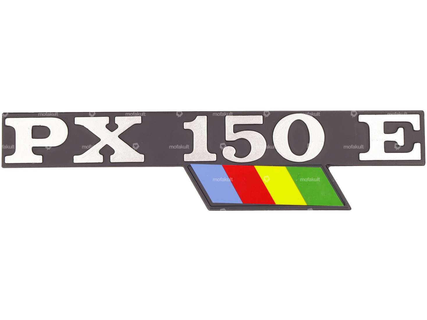 RMS emblem side cover left "PX 150 E" aluminum | Vespa PX150 Carousel Image 1
