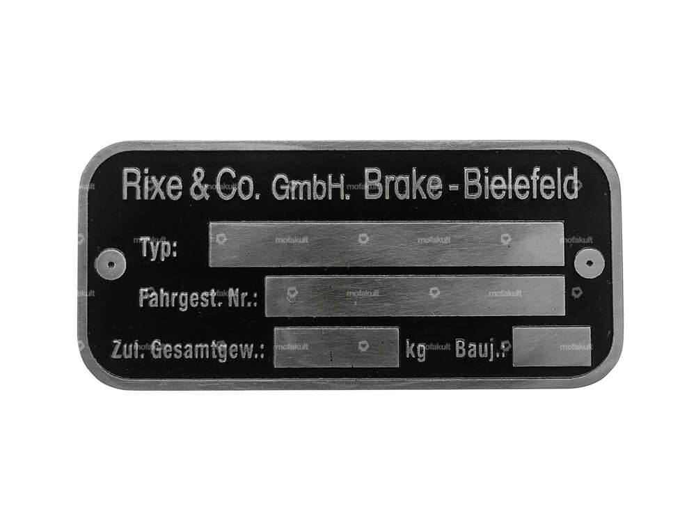 Typenschild | Rixe & Co. GmbH Carousel Image 1