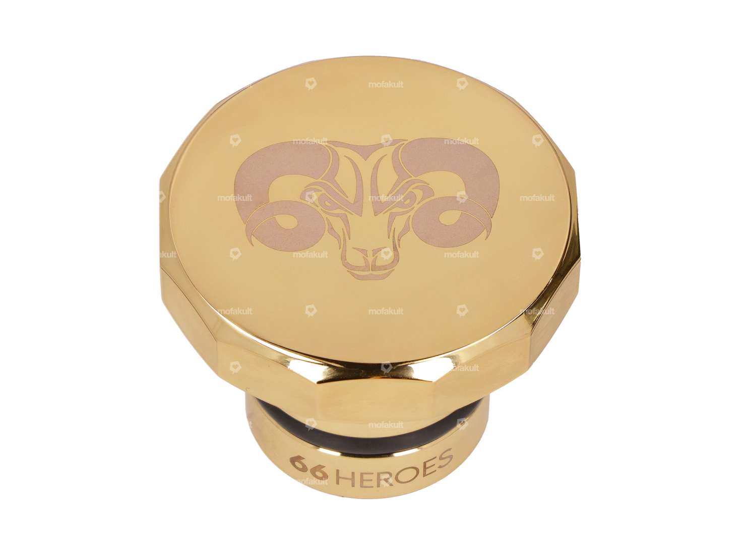 66HEROES gas cap square "66HEREOS" gold | Puch Maxi Carousel Image 1