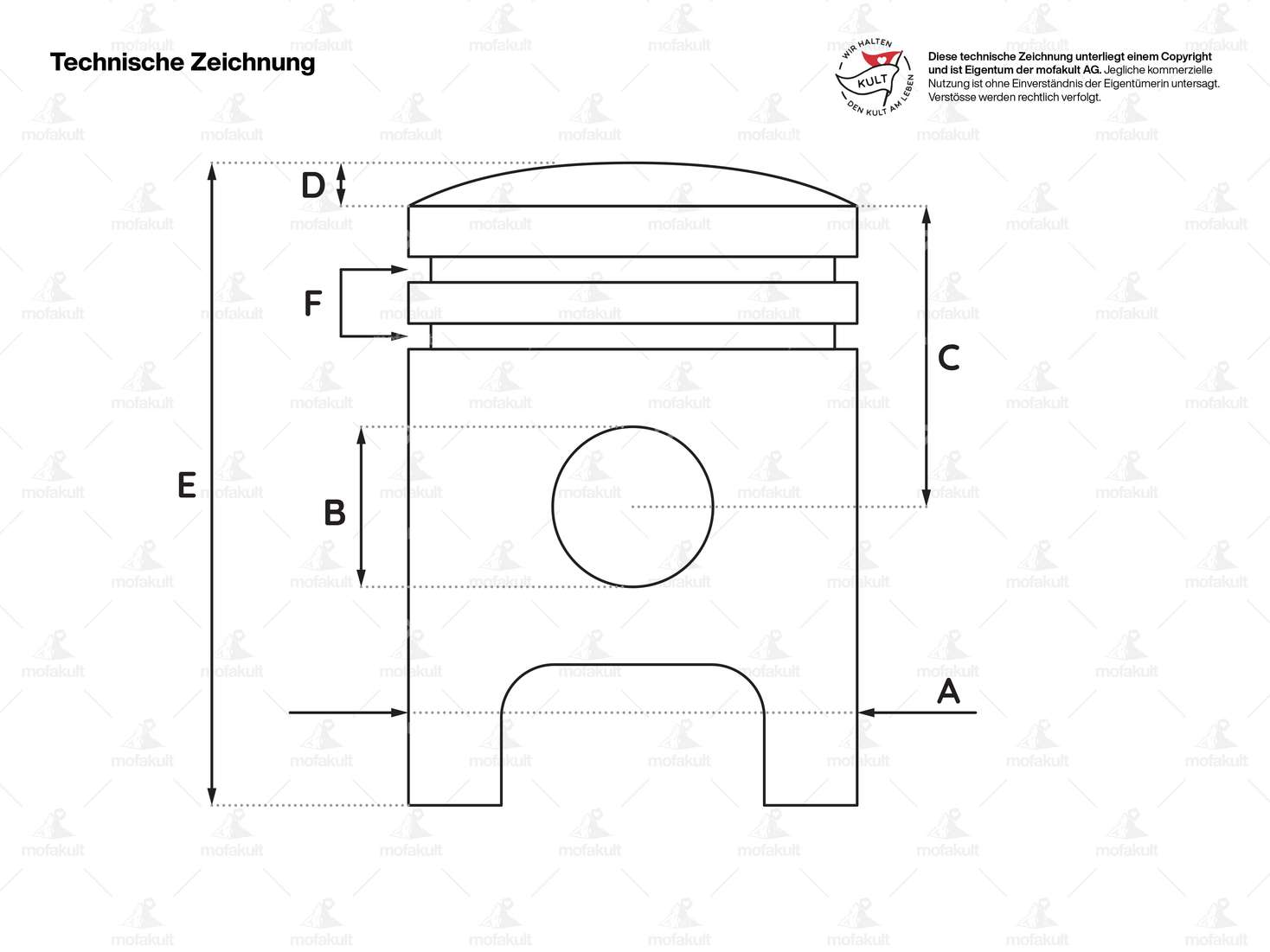 AKOA piston 42 mm | Puch E50 / ZA50 (air-cooled) / ZA50 (cat.) / Z50 Carousel Image 2