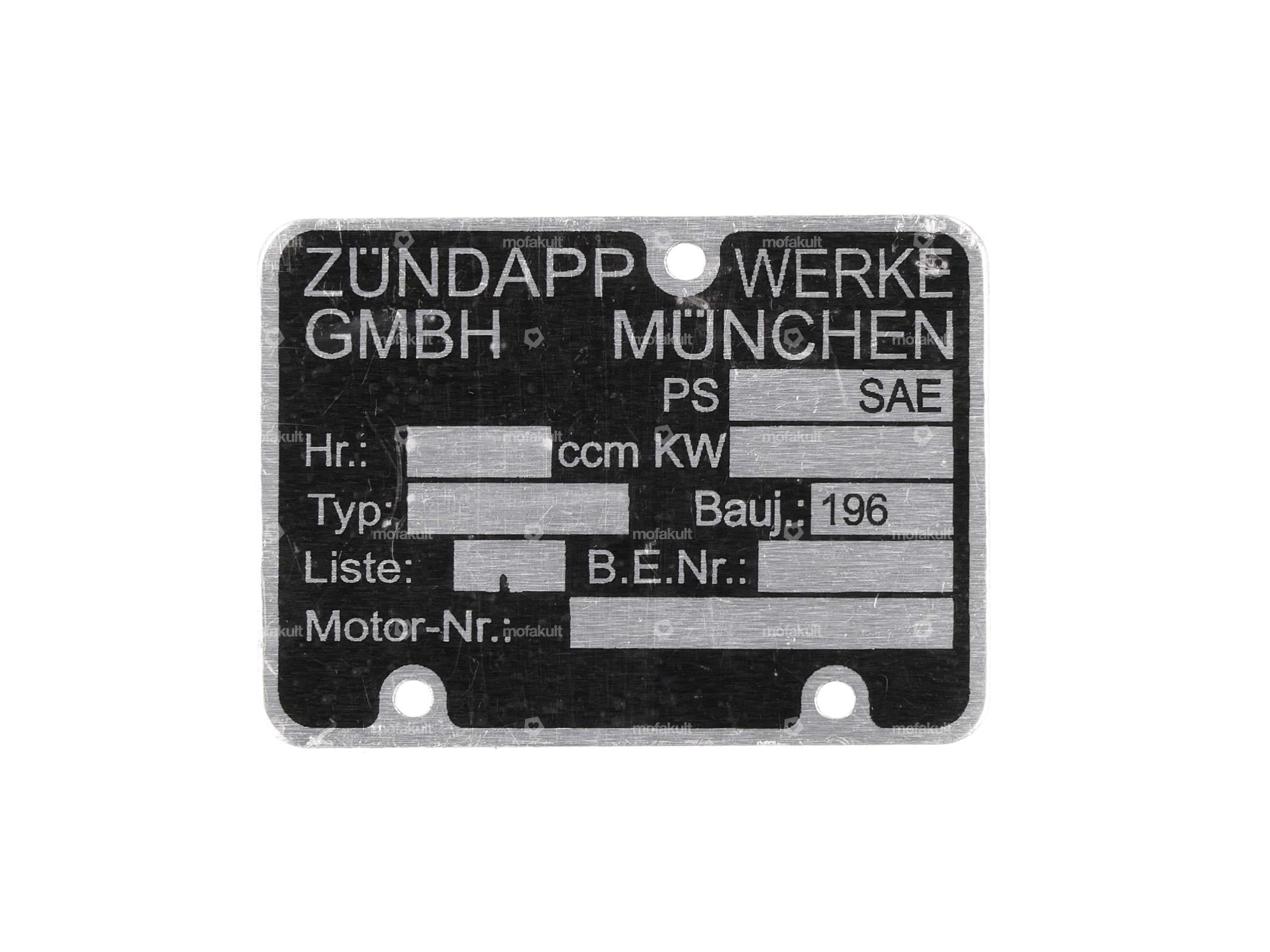 Engine plate 60s - years | Zündapp | mofakult