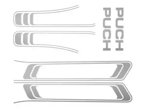 Adhesive set tank & frame silver foil plot (1A quality) | Puch Maxi S Adhesive set tank & frame silver foil plot (1A quality) | Puch Maxi S