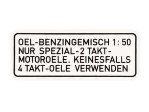 Aufkleber «OEL-BENZINGEMISCH 1:50» 63 x 25 schwarz | Puch Aufkleber «OEL-BENZINGEMISCH 1:50» 63 x 25 schwarz | Puch