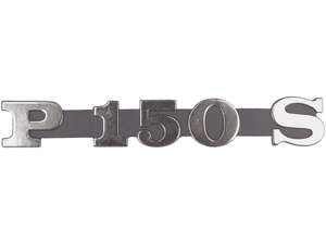 RMS Emblem Seitenhaube links «P 150 S» Aluminium | Vespa P150S RMS Emblem Seitenhaube links «P 150 S» Aluminium | Vespa P150S