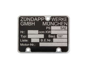 Engine plate 70s | Zündapp Engine plate 70s | Zündapp