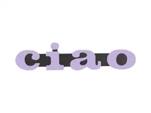 Emblem «ciao» Kunststoff 3D lila / schwarz Emblem «ciao» Kunststoff 3D lila / schwarz