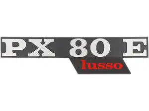 RMS Emblem Seitenhaube links «PX 80 E lusso» Aluminium | Vespa PX80 Lusso RMS Emblem Seitenhaube links «PX 80 E lusso» Aluminium | Vespa PX80 Lusso