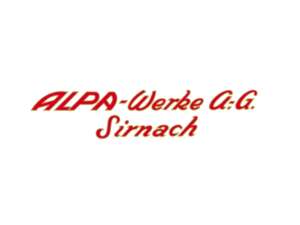 Aufkleber «ALPA-Werke A:G. Sirnach» 75 x 18 mm Aufkleber «ALPA-Werke A:G. Sirnach» 75 x 18 mm