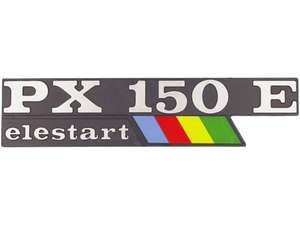RMS Emblem Seitenhaube links «PX 150 E Elestart» Aluminium | Vespa PX150 E RMS Emblem Seitenhaube links «PX 150 E Elestart» Aluminium | Vespa PX150 E