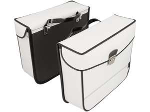 White rectangular leather-look luggage bags White rectangular leather-look luggage bags