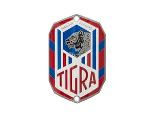 «Tigra» Markenschild zum Steuerrohr gebogen «Tigra» Markenschild zum Steuerrohr gebogen